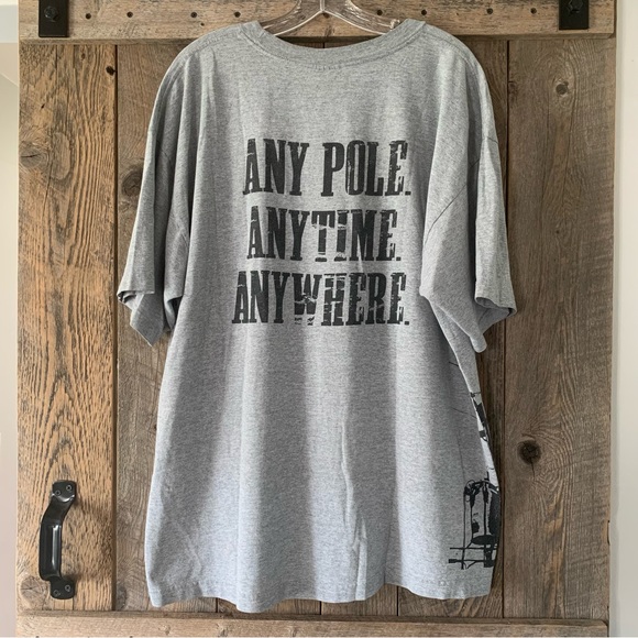 Men’s 2XL Vintage BAYSIDE LINEMAN Electrical Pole Work T-Shirt Gray Heather USA - Picture 8 of 11